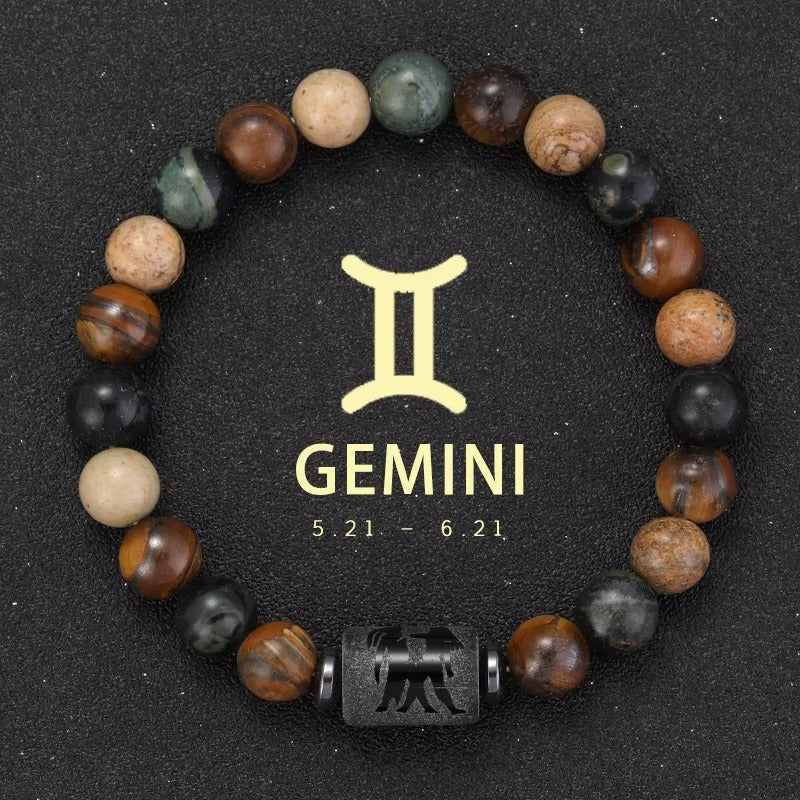 12 Zodiac Signs Bracelet Natural Stone Ladies Men Couple Friendship Jewellery Gifts Bracelets Jewellery