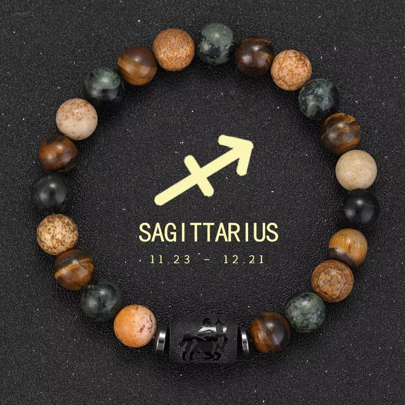 12 Zodiac Signs Bracelet Natural Stone Ladies Men Couple Friendship Jewellery Gifts Bracelets Jewellery