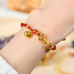 Ancient yellow gold color sand gold auspicious cloud Ruyi transit beads small fat blessing braided bracelet