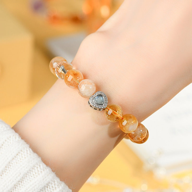 Natural Yellow Pagoda Crystal Single Loop Bracelet Fashion Original Ladies Round Bead String