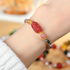 Natural Crystal Tourmaline Strawberry Crystal Brave Bracelet