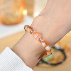 Natural Yellow Pagoda Crystal Red Gum Flower Cube Sugar White Crystal Bracelet