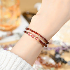 Natural Crystal Garnet Strawberry Crystal Double Loop Bracelet Fashion Original New Exquisite Girls' Strings