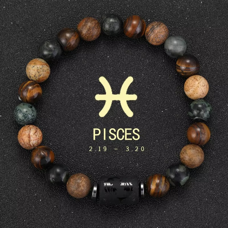 12 Zodiac Signs Bracelet Natural Stone Ladies Men Couple Friendship Jewellery Gifts Bracelets Jewellery