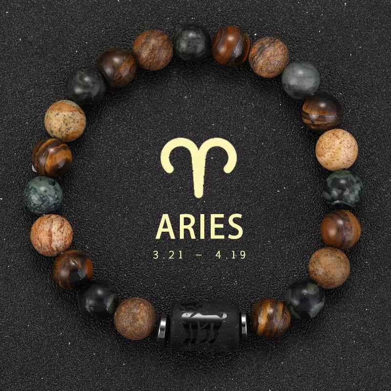 12 Zodiac Signs Bracelet Natural Stone Ladies Men Couple Friendship Jewellery Gifts Bracelets Jewellery