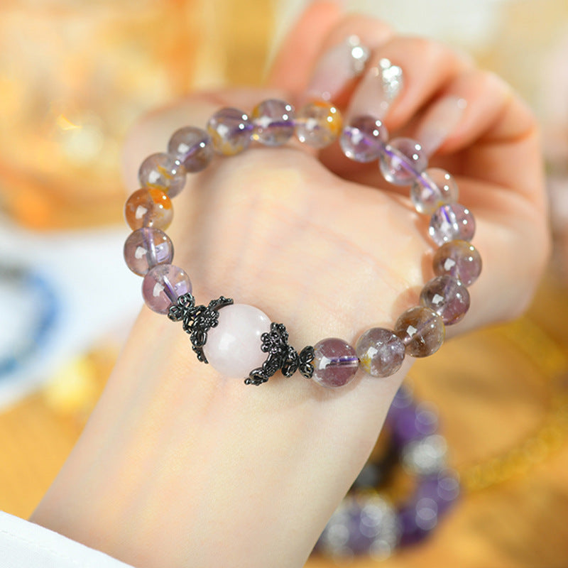 Natural Crystal Amethyst Pink Crystal Bracelet Round Beads Fashion Original Strings Jewelry