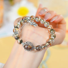 Natural Crystal Four Seasons Ghost Gathering Bracelet Floating Flower Color Ghost Visionary Crystal Women's Bracelet