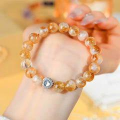 Natural Yellow Pagoda Crystal Single Loop Bracelet Fashion Original Ladies Round Bead String