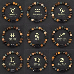 12 Zodiac Signs Bracelet Natural Stone Ladies Men Couple Friendship Jewellery Gifts Bracelets Jewellery