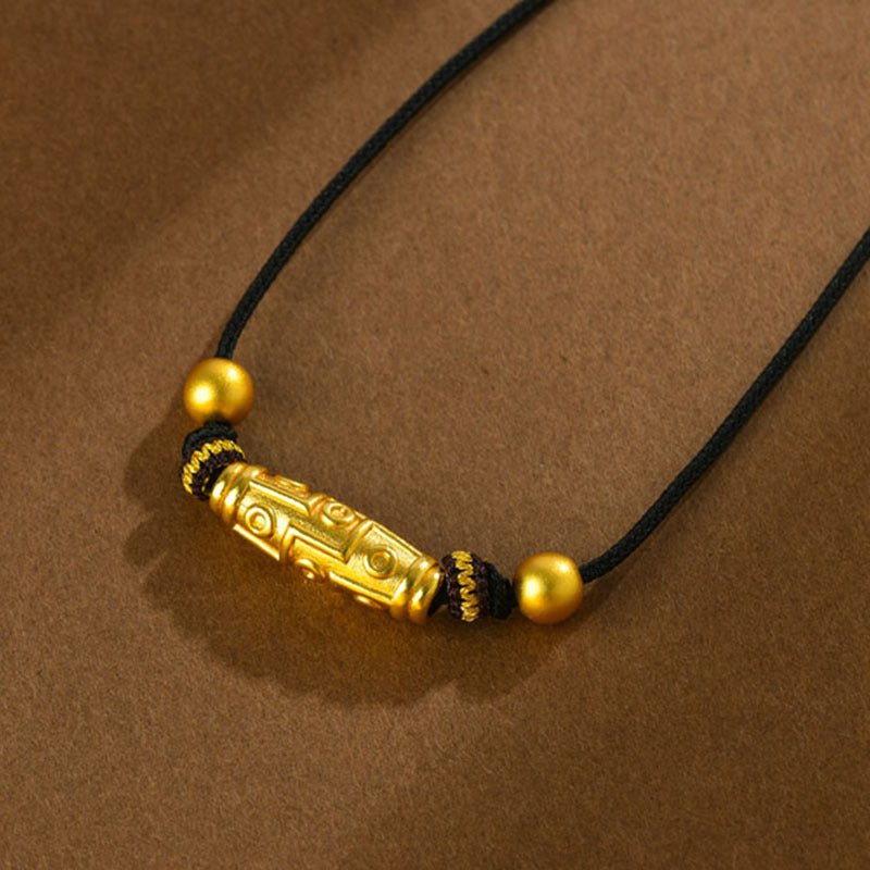 Yellow gold color sand gold nine eyes dzi bead pendant ancient craft Tibetan necklace jewelry