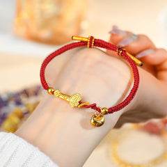 Ancient yellow gold color sand gold auspicious cloud Ruyi transit beads small fat blessing braided bracelet