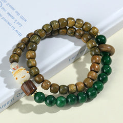 Green Sandalwood Dry Green Double Circle Bracelet Bodhi Lucky Cat Bowl Game Stationery Strings Ladies Models Jewelry