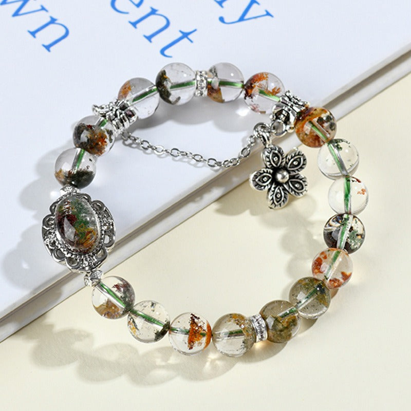 Natural Crystal Four Seasons Ghost Gathering Bracelet Floating Flower Color Ghost Visionary Crystal Women's Bracelet