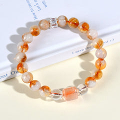 Natural Yellow Pagoda Crystal Red Gum Flower Cube Sugar White Crystal Bracelet