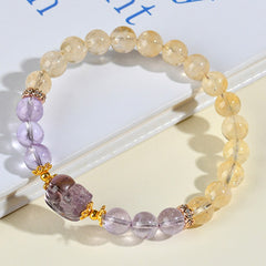 Natural Yellow Asai Amethyst Brave Bracelet Fashion Original Women's Strings Jewelry