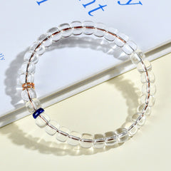 Natural White Crystal Lapis Lazuli Straight Cut Medicine Tablet Bracelet Pure Body Ice Transparent Old Type Beads Bracelet