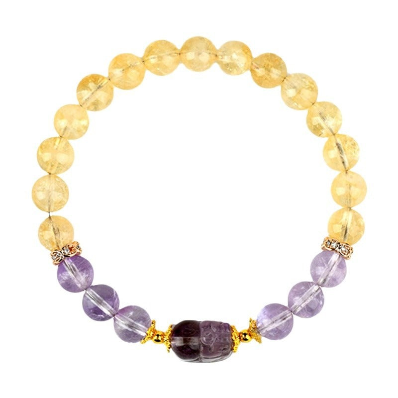 Natural Yellow Asai Amethyst Brave Bracelet Fashion Original Women's Strings Jewelry