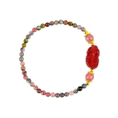 Natural Crystal Tourmaline Strawberry Crystal Brave Bracelet