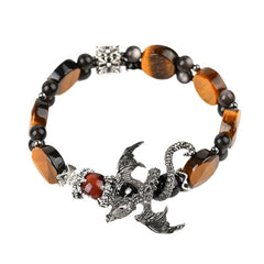 Natural Tiger EyeStone Silver Obsidian Flying Dragon Hand Row Fashion Original Men and Women Bracelet Jewelry