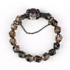 Natural Faceted Ice Clear Tea Crystal Violet Lithium Mother Bracelet