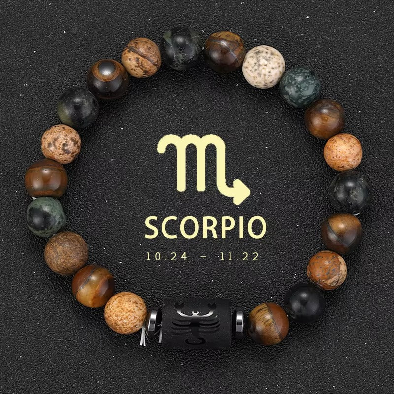 12 Zodiac Signs Bracelet Natural Stone Ladies Men Couple Friendship Jewellery Gifts Bracelets Jewellery