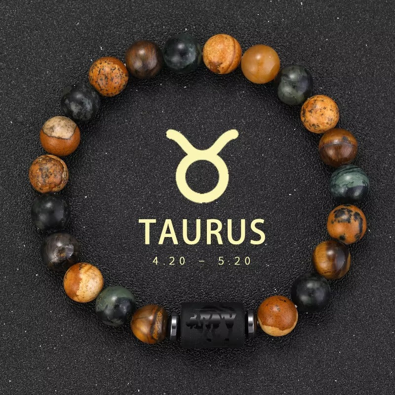 12 Zodiac Signs Bracelet Natural Stone Ladies Men Couple Friendship Jewellery Gifts Bracelets Jewellery