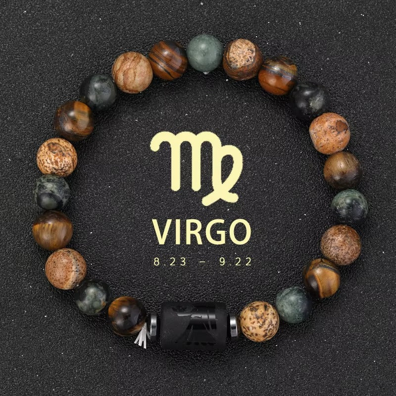 12 Zodiac Signs Bracelet Natural Stone Ladies Men Couple Friendship Jewellery Gifts Bracelets Jewellery