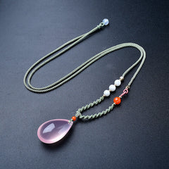Natural Rose Quartz Pendant - Heart Chakra Necklace for Love & Emotional Healing