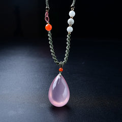 Natural Rose Quartz Pendant - Heart Chakra Necklace for Love & Emotional Healing
