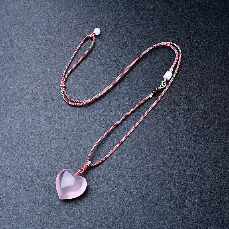 Natural Rose Quartz Pendant - Heart Chakra Necklace for Love & Emotional Healing