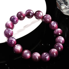 7A Natural Purple Lithium Mica Bracelet Cat's Eye Crystal Purple Grape Fashion Women's Gift String