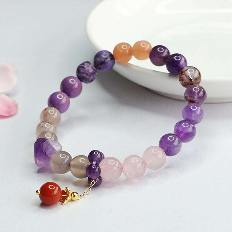 Natural Nine Purple Ionized Fire Multi-Precious Crystal Bracelet String Year of the Dragon Lunar New Year