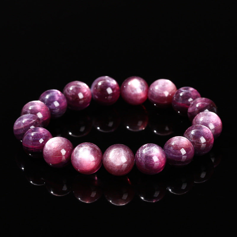 7A Natural Purple Lithium Mica Bracelet Cat's Eye Crystal Purple Grape Fashion Women's Gift String