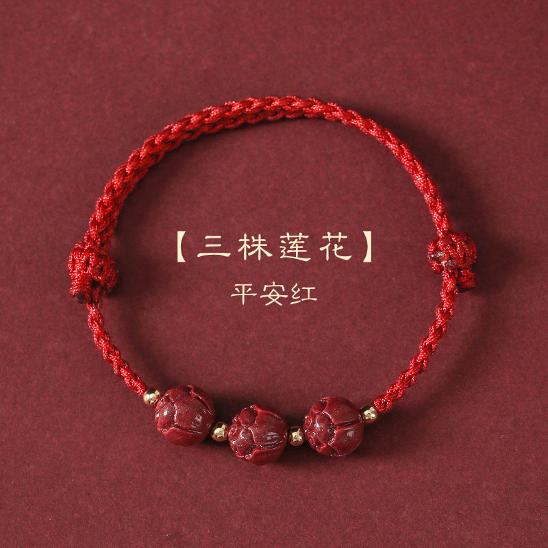 Exam exams ashore bracelet women's natal year red rope cinnabar and jade blessing sign braided bracelet high school entrance exams