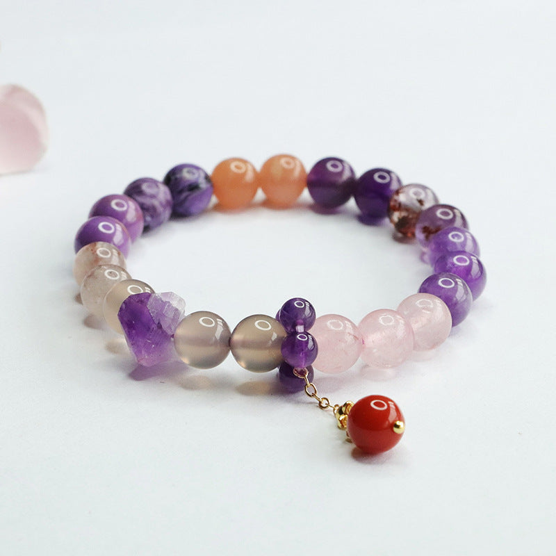 Natural Nine Purple Ionized Fire Multi-Precious Crystal Bracelet String Year of the Dragon Lunar New Year