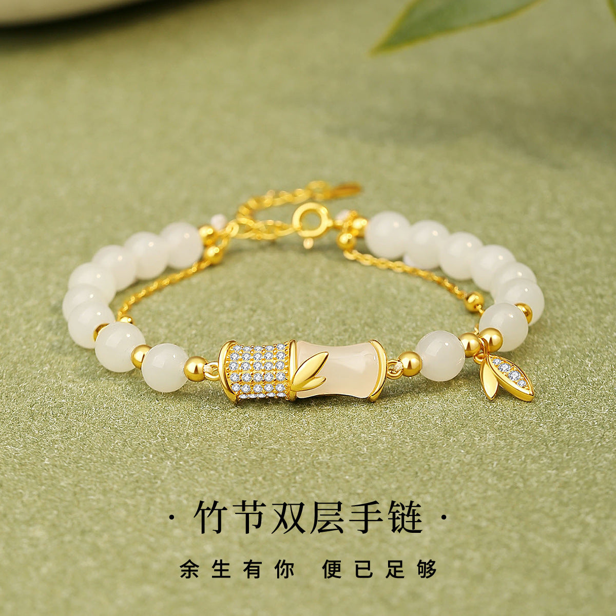 Tianyu Bamboo Double Layers Bracelet New Chinese Niche National Style Festival Jewelry