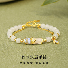 Tianyu Bamboo Double Layers Bracelet New Chinese Niche National Style Festival Jewelry