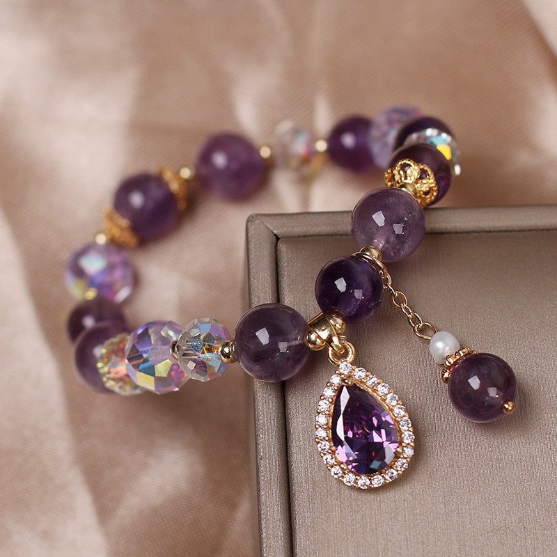 Natural Amethyst Zirconia Pendant Bracelet Exquisite Ladies Romantic Elegant Hundred Jewelry