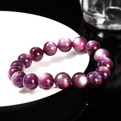 7A Natural Purple Lithium Mica Bracelet Cat's Eye Crystal Purple Grape Fashion Women's Gift String