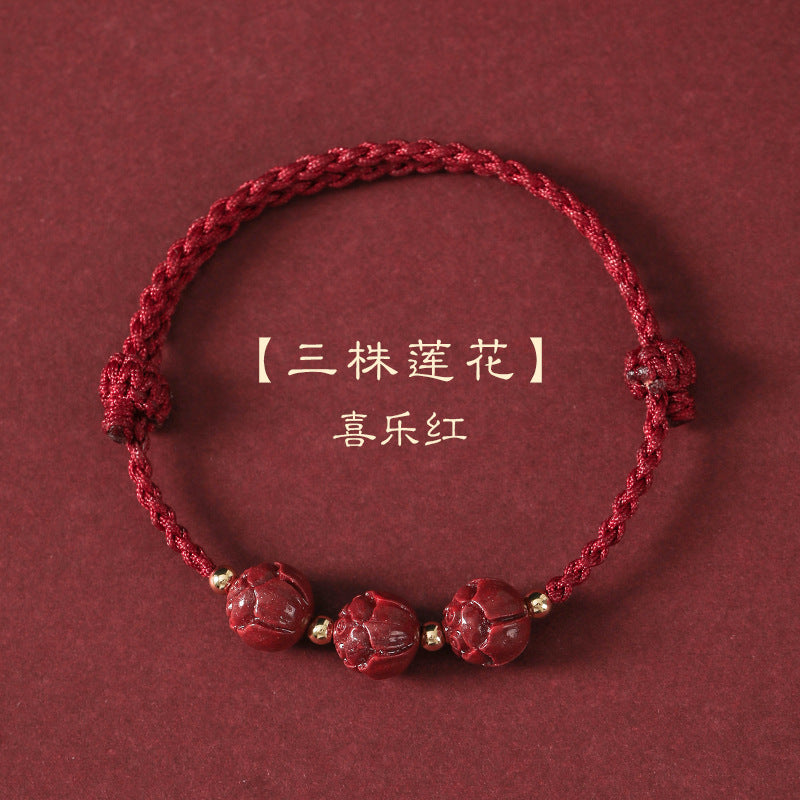 Exam exams ashore bracelet women's natal year red rope cinnabar and jade blessing sign braided bracelet high school entrance exams