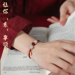 Exam exams ashore bracelet women's natal year red rope cinnabar and jade blessing sign braided bracelet high school entrance exams