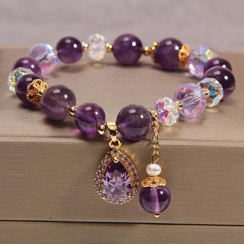 Natural Amethyst Zirconia Pendant Bracelet Exquisite Ladies Romantic Elegant Hundred Jewelry